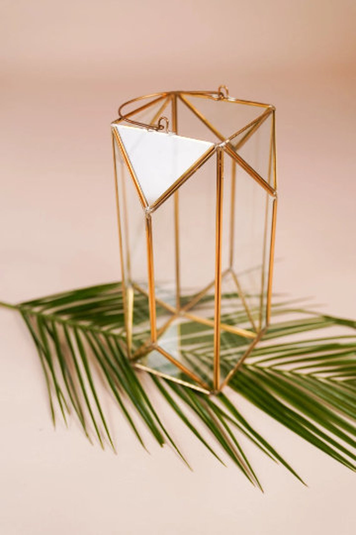 Gold Geometric Hurricane Candle Holder Lantern Etsy