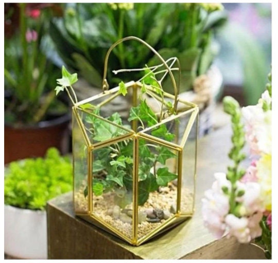 Gold Geometric Hurricane Candle Holder Lantern Etsy UK