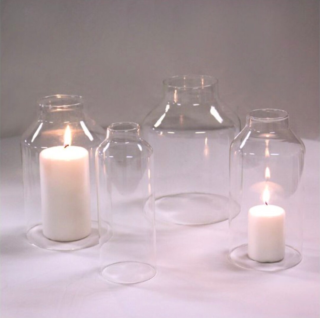 Glass Candle Hurricane Terrarium Shades Sets of 4 Etsy