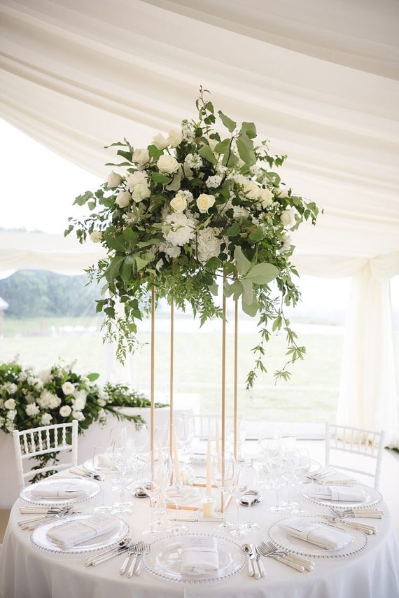 GOLD Modern Rectangular Tall Metal Stand Wedding Centerpiece - Etsy