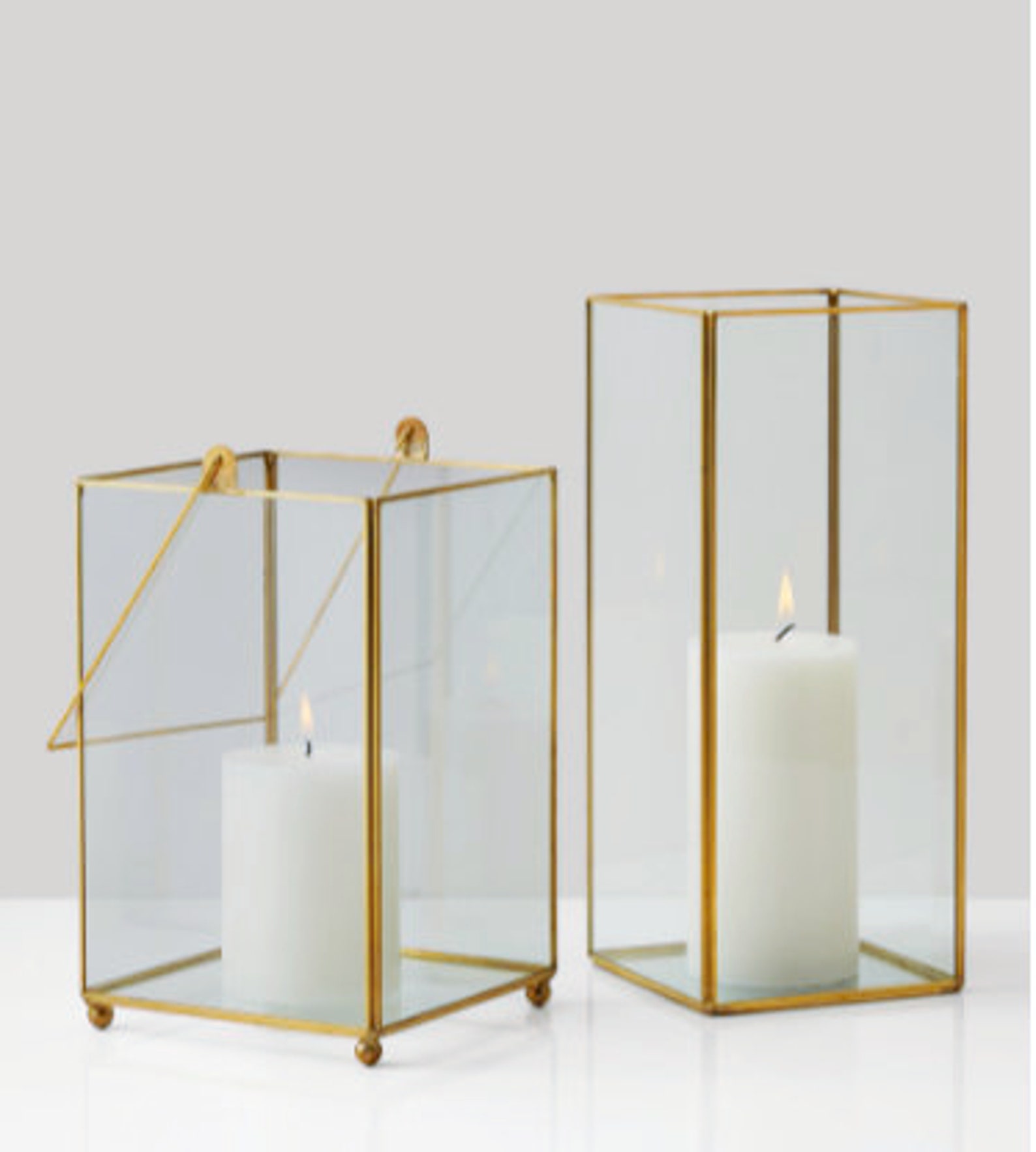 Gold Geometric Hurricane Candle Holder Lantern Etsy