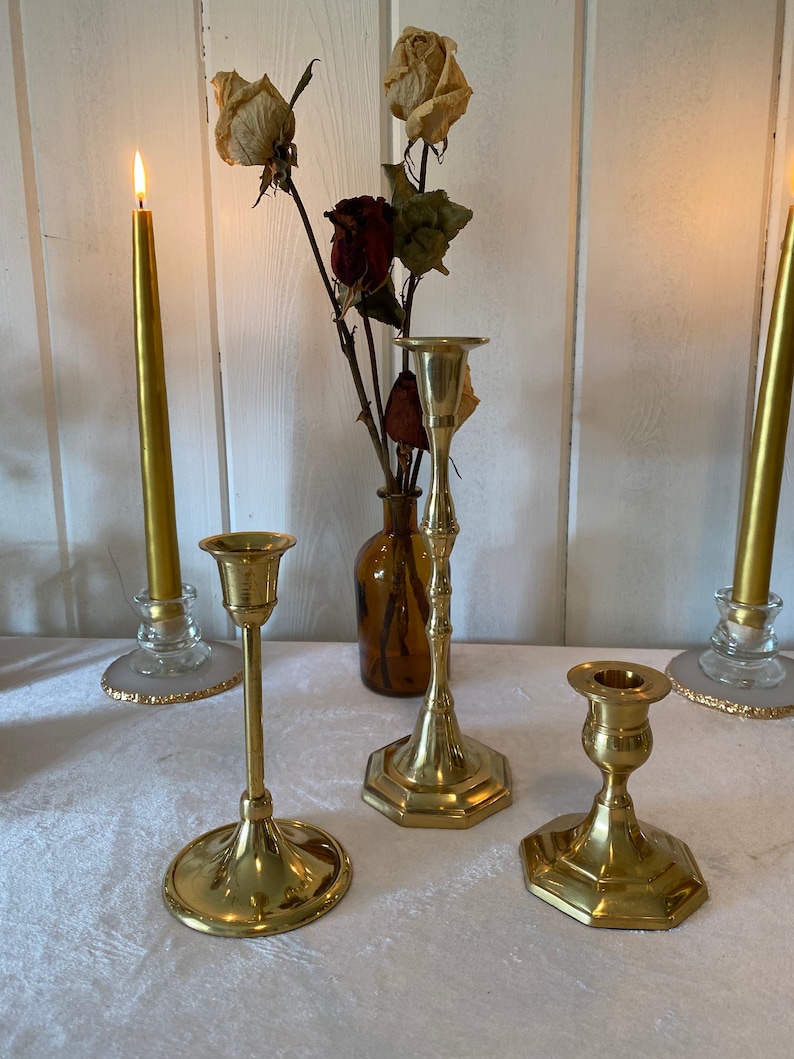 Gold Vintage Candlestick Holder Sets Etsy