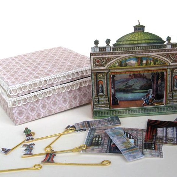 Miniature antique (vintage) paper theater - dollhouse miniature
