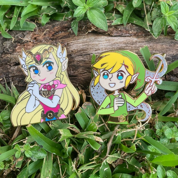 Legend of Zelda Wind Waker  Link and Zelda enamel pins