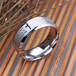 Silver THE LORD'S PRAYER Our Father Ring  ~  Stainless Steel  ~  Fast Shipping!