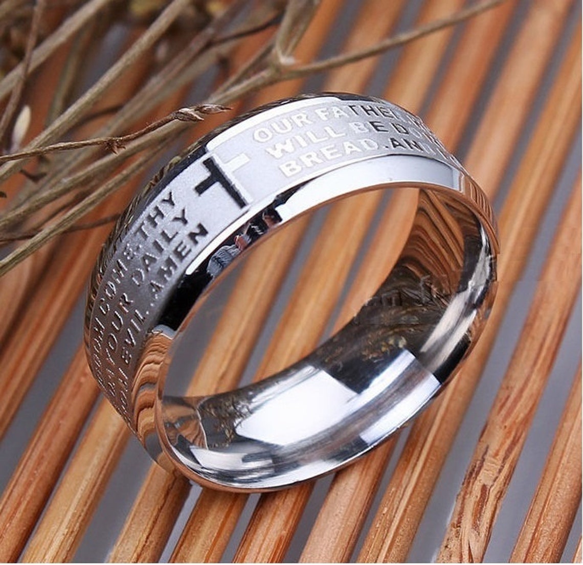 Gold THE LORD'S PRAYER Our Father Ring Stainless Steel Etsy