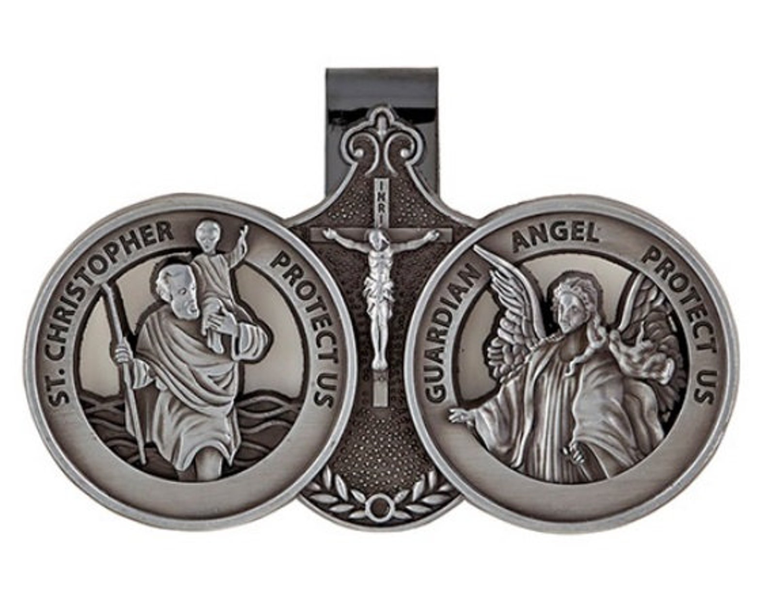 St MICHAEL PROTECT US Pewter Auto Visor Clip Fast Shipping Etsy