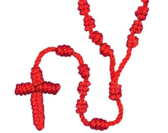 3 Color Choices! ~ Strong & Durable Red KNOTTED CORD ROSARY ~ Fast Shipping!