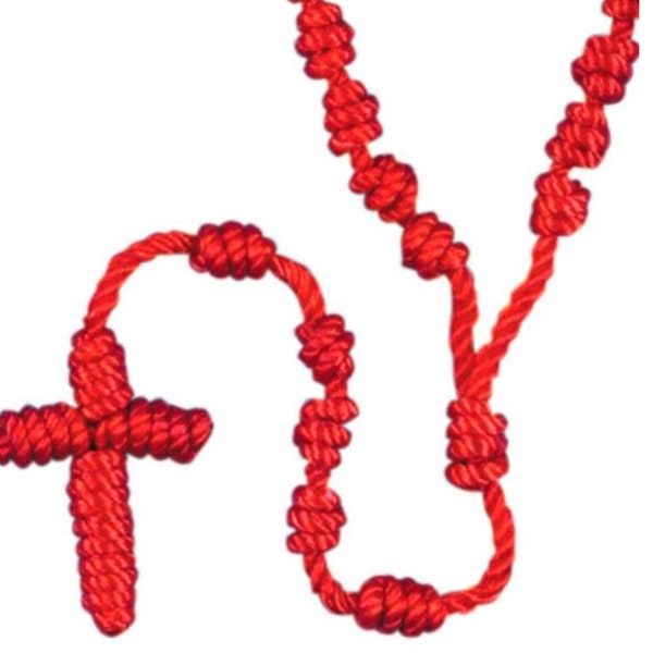 3 Color Choices! ~ Strong & Durable Red KNOTTED CORD ROSARY ~ Fast Shipping!