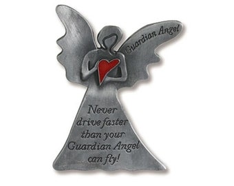 Details about   GRANDCHILD Please Drive Carefully Guardian Angel Auto Visor Clip Pewter USA NEW 