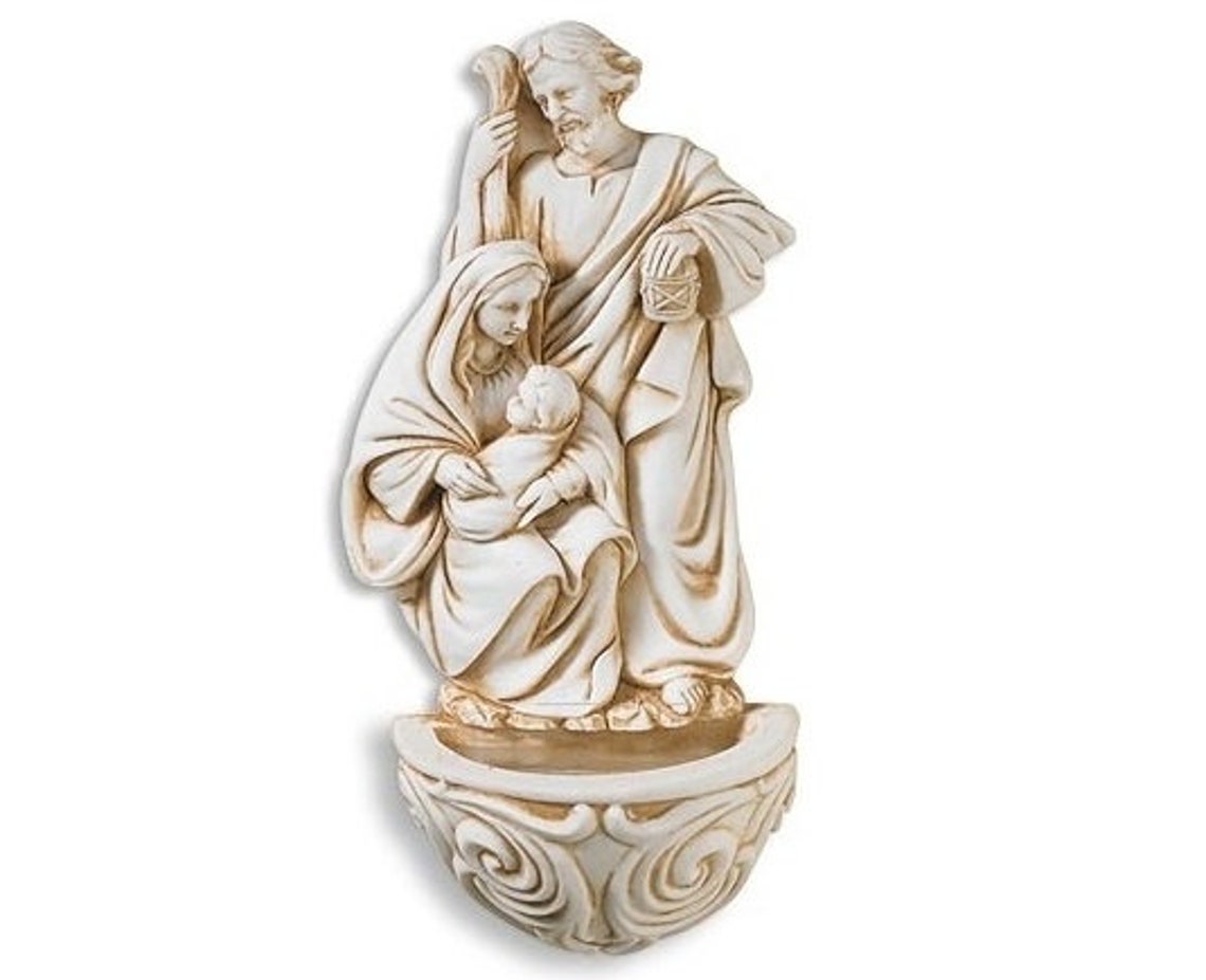 HOLY FAMILY Holy Water Font    Resin    Boxed    Fast image 0