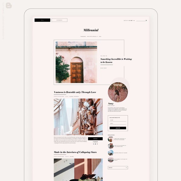 MILLENNIAL • Blogger Template, Blogspot Template, Responsive Blogger Template, Responsive Blogger Theme, Blogger Theme