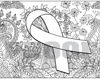 Huge Coloring Poster - Tree of Life - Cancer Ribbon