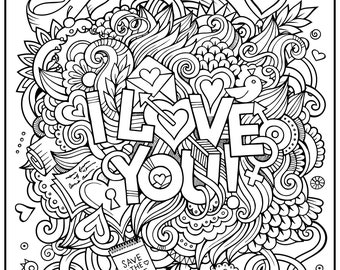 I Love You Coloring Etsy