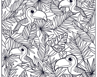 Huge Coloring Poster-Toucan Forest