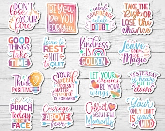 Sticker Sets - Positivity and Inspirational Sticker Set - 16 pieces- 1.75" or 3" sizes