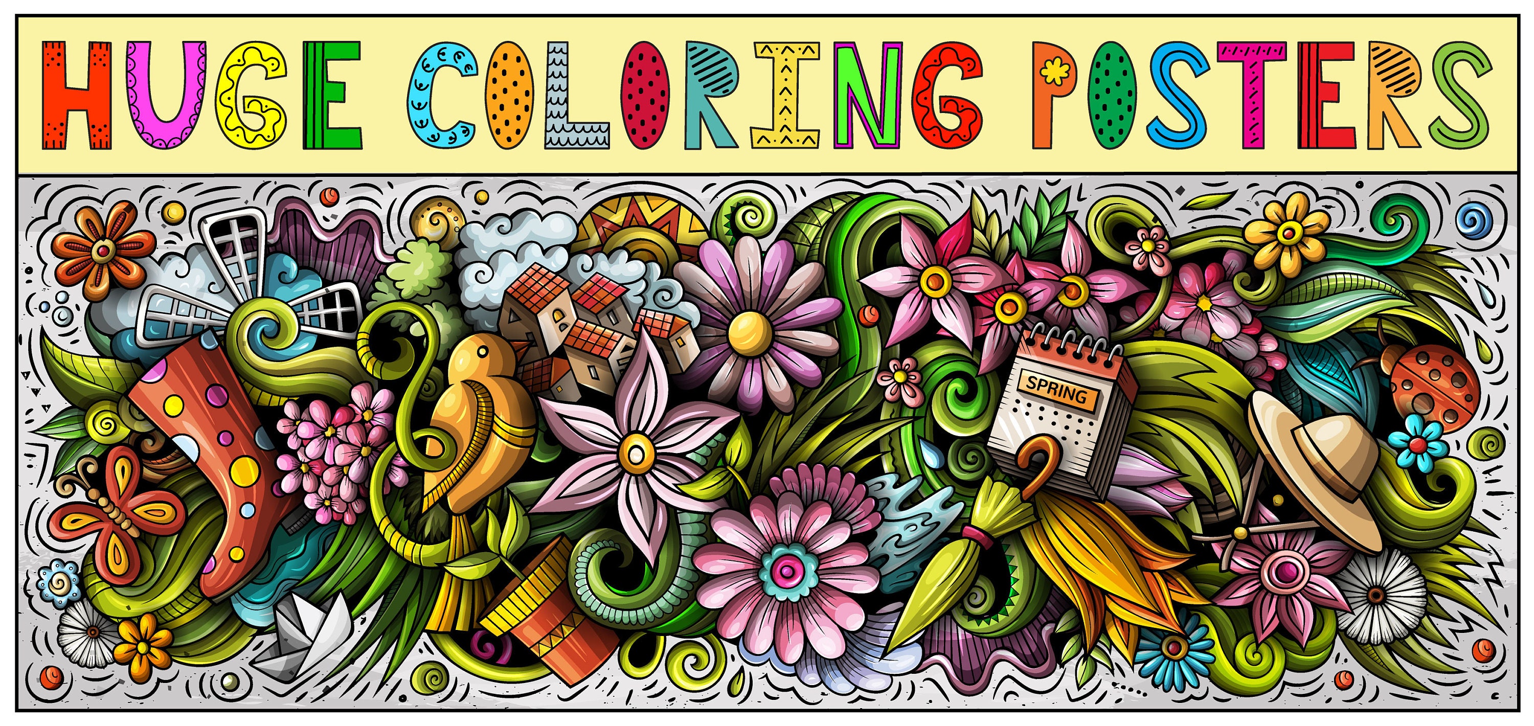 Giant Coloring Poster for Adults and Kids - Wall Coloring Poster  Motivational - Large Coloring Posters for Classroom - Huge Coloring Poster  at Work