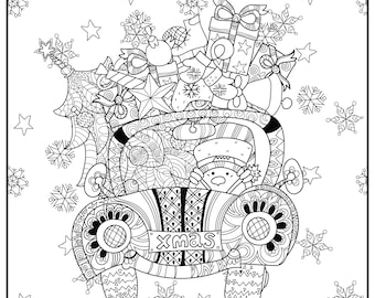XMAS Car Coloring Poster: Large Holiday Activity Page