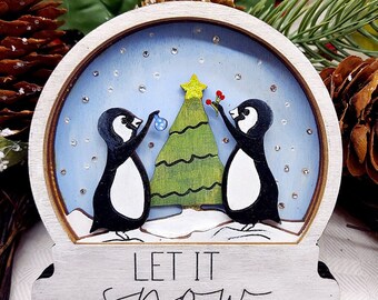 Penguin Christmas Ornament Paint Kit: DIY Snow Globe Decor