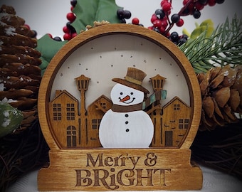 DIY Snowman Snow Globe Ornament Paint Kit: Laser Cut Wood