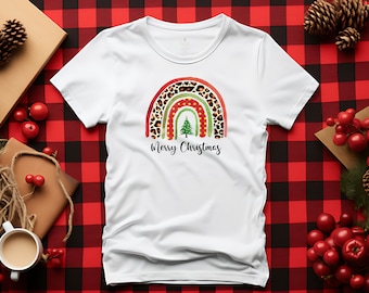 Christmas Rainbow DTF Transfer: Ready to Press T-Shirt Design, DIY