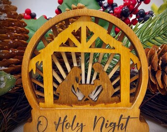 DIY Nativity Snow Globe Ornament Paint Kit: Laser Cut Wood