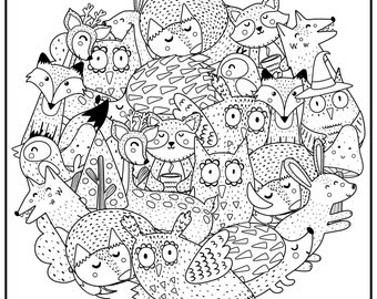 Huge Coloring Poster-Woodland Creatures