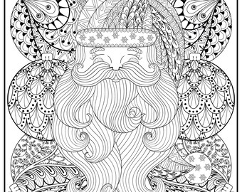 XMAS Santa Coloring Poster: Large Christmas Ornaments (Alcohol Markers Recommended)
