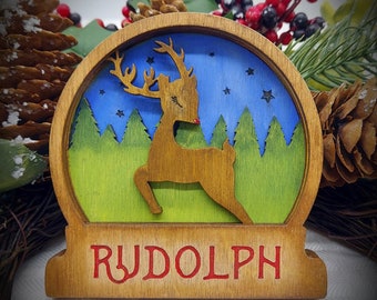 DIY Rudolph Christmas Ornament Paint Kit: Laser Cut Snow Globe