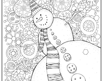 Huge Coloring Poster-XMAS Snowman Angeled - Perfect for Christmas Gifts