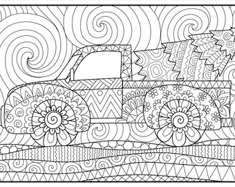XMAS Truck Coloring Poster: HUGE Christmas Activity