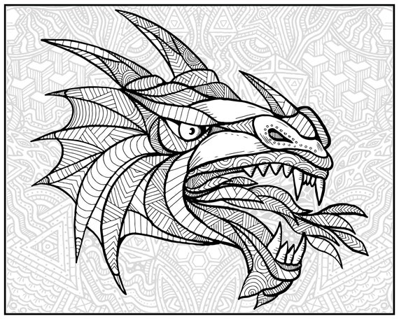 Huge Coloring Poster-Dragon Etsy Huge Coloring Poster-Dragon Etsy