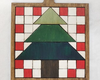 DIY Laser Cut Mini Wooden Barn Quilt Kit: Christmas Tree Ornament