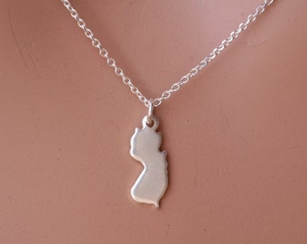 Single State Necklace in Silver Plate Sterling Chain California New York Florida New Jersey Wisconsin Connecticut Texas WE HAVE ALL 50!