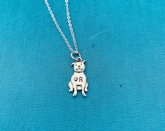Pit bull necklace, sterling silver, free engraving, dog, pet lover gift, dog necklace