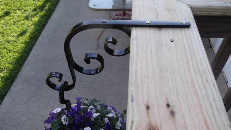 Deck Rail Mounted Iron Plant Hanger Bird Feeder Bug Light Etsy