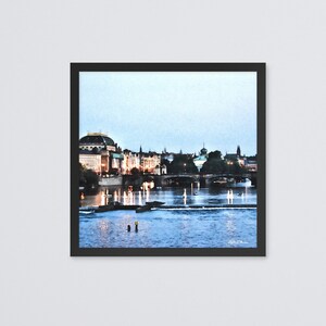 Vltava River Evening Prague Czech Matte Framed Print Wall Decor