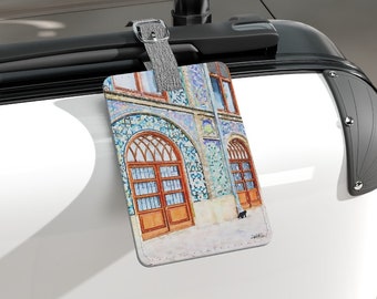 Golestan Palace Cat Persian Saffiano Polyester Luggage Tag, Rectangle