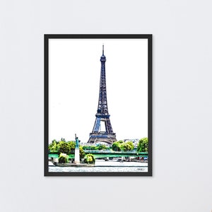 Lady Liberty and Lady Eiffel Paris France Matte Framed PrintWall Decor