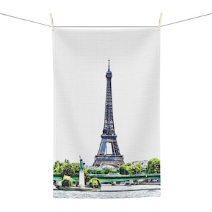 Lady Liberty and Lady Eiffel Paris France Soft Tea Towel