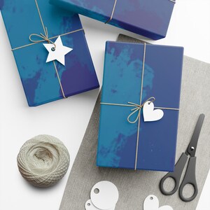 Blue Spots Abstract Gift Wrap Papers- Matte or Satin Finish