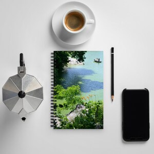 Summer Boat Ride in Central Park Spiral Notebook Dotted Pages