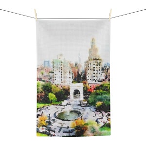 Autumn in Washington Square NYC Soft Tea Towel