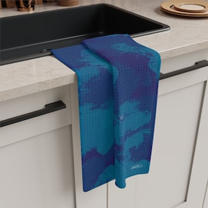 Blue Spots Abstract Soft Tea Towel