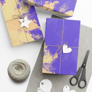 Purple Burst Abstract Gift Wrap Papers- Matte or Satin Finish