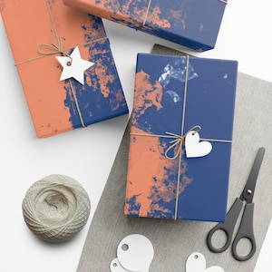 Blue Burst Abstract Gift Wrap Papers- Matte or Satin Finish