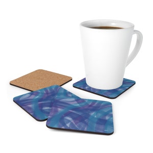 Woven Purple Abstract Corkwood Coaster Set