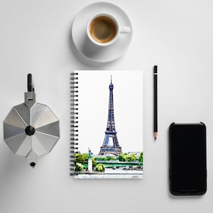 Lady Liberty and Lady Eiffel Paris France Spiral Notebook Dotted Pages