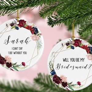 Personalized Bridesmaid Proposal Ornament ceramic, Bridesmaid Proposal Maid of Honor Proposal Flower Girl Proposal wedding ornament -ORN4SUB