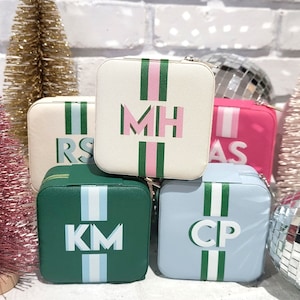 Shadow Monogram Travel Jewelry Case, Personalized Custom Printed Jewelry Box Organizer, Bridesmaids Proposal Gift, Preppy y2k 90&#39;s gifts